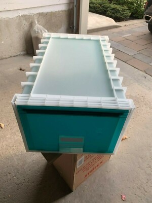 New Storex 24  Archive Storage Box for Letter Size Hanging Files, Frosted/Aqua 