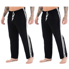 PACK OF 2 MENS LOUNGE PANTS PYJAMAS STRIPED JOG BOTTOMS PJ?S NIGHTWEAR TROUSERS