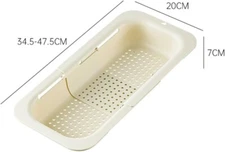 Adjustable Over The Sink Colander Strainer Basket Collapsible Drain Rack Basket