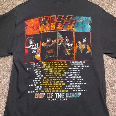 KISS 2019 WORLD TOUR End of the Road Cities Shirt Rock n Roll Size