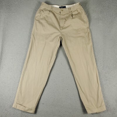 Ralph Lauren Pants Mens Size 36x31 Beige Hammond Pleated Cuffed Chino Trousers *