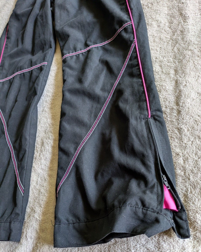 BCG Raver Pants Girls S 7 Pink Navy Blue Youth Polyester Wide Leg Festival Rave - Picture 3 of 5