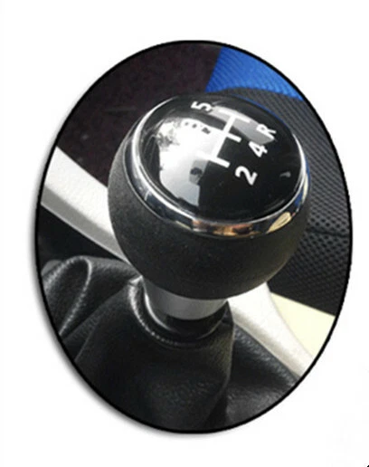 Couro preto 5 velocidades manual carro engrenagem vara botão de câmbio alavanca de câmbio alumínio - Imagem 3 de 4