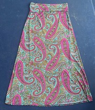 y2k Rainbow Paisley Long Maxi Skirt Boho Fairycore Fairy Grunge Festival L