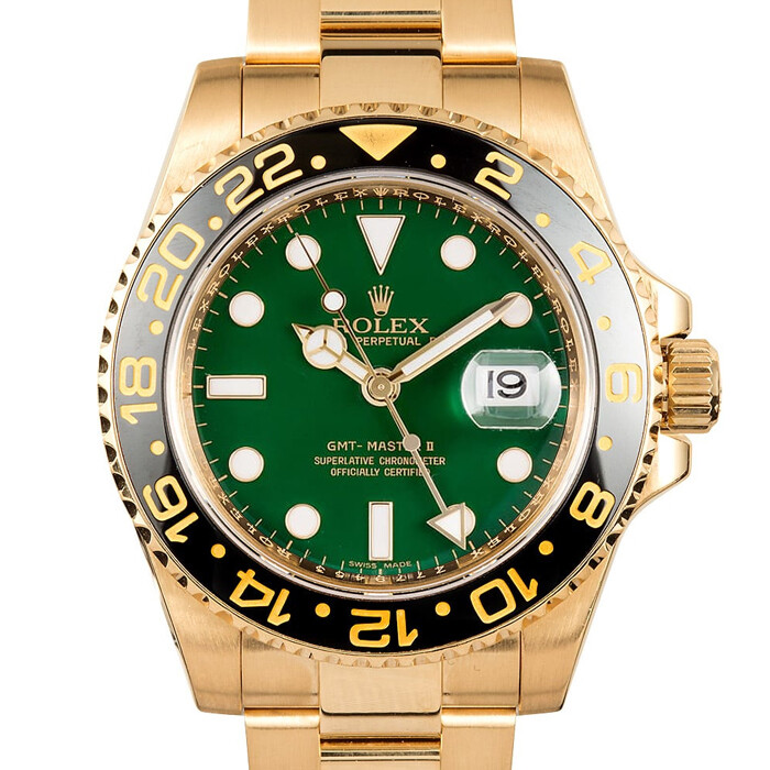 Rolex GMT Master II 116718 Men's Yellow Gold Automatic Green