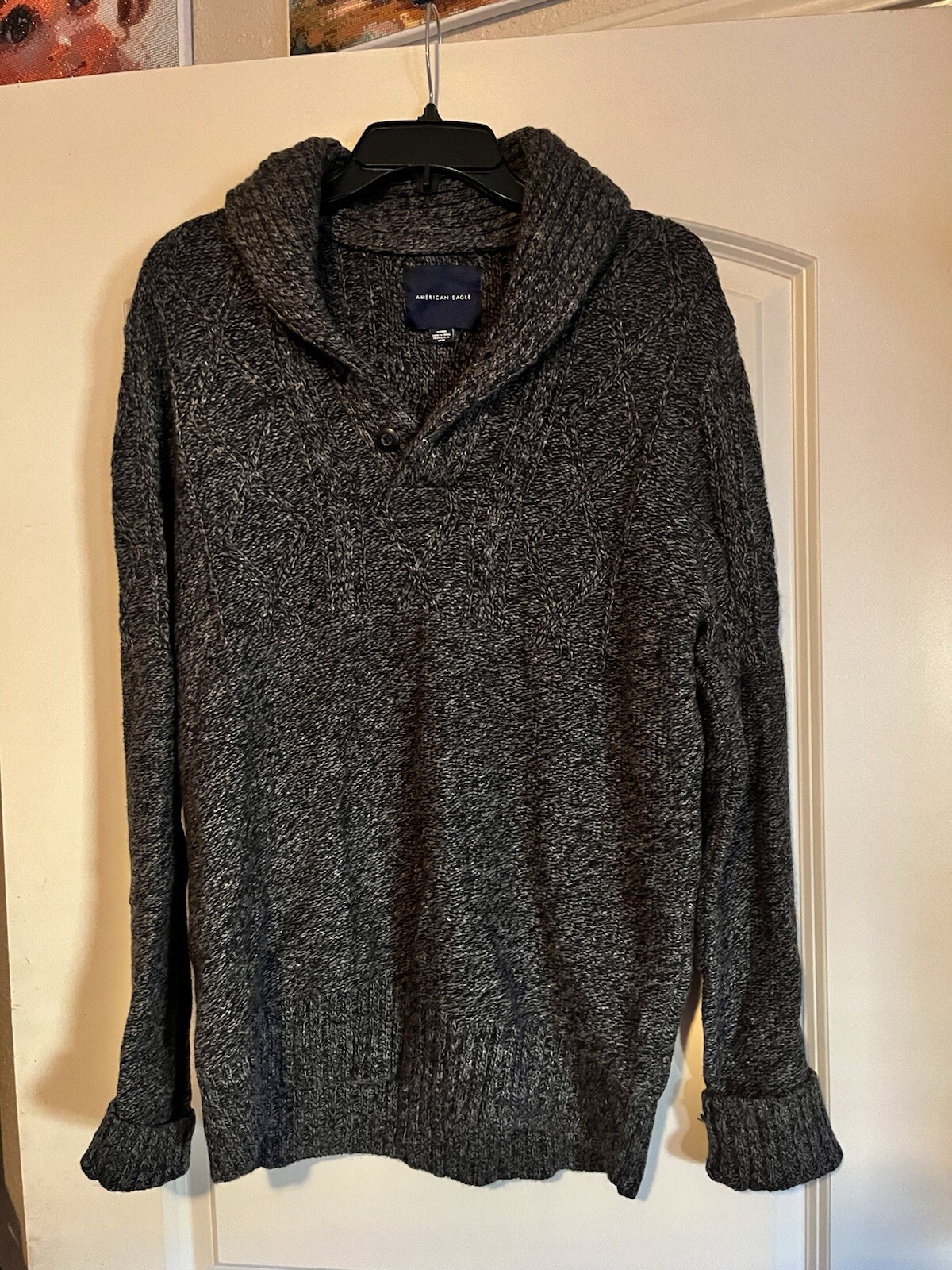 American Eagle Grey Collared Button Sweater Pullo… - image 1
