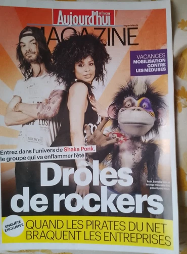 Aujourd'hui en France magazine Shaka Ponk en couverture (cover) Albert Uderzo