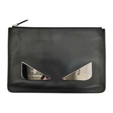 Borsa FENDI Bugs Monster pochette nera argento pelle difettosa vintage autentica