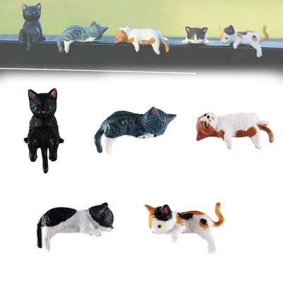 #ad Set of 5 Mini Cat Figurines Adorable Handcrafted Kitten Statues for Desk Decor $16.99