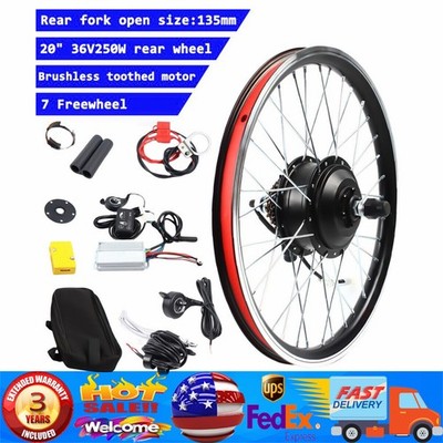 20 inch LED Rear Wheel Motor Hub Electric Bicycle E-Bike Conversion Kit 36V 250W