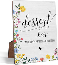 Dessert Bar Wedding Signs for Ceremony and Reception, 5X7 Inch Wooden Gift Table