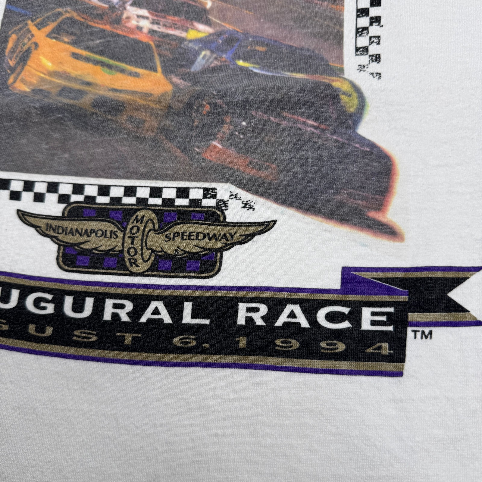 Vtg Nascar Brickyard 400 1994 Graphic Racing T Shirt White Size XL Indianapolis