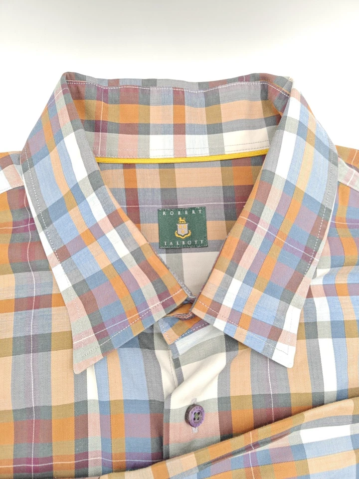 🇺🇲 Robert Talbott Men's 2XL 18.5x34 Multicolor Check Hidden Button Down Shirt - Image 3 of 4
