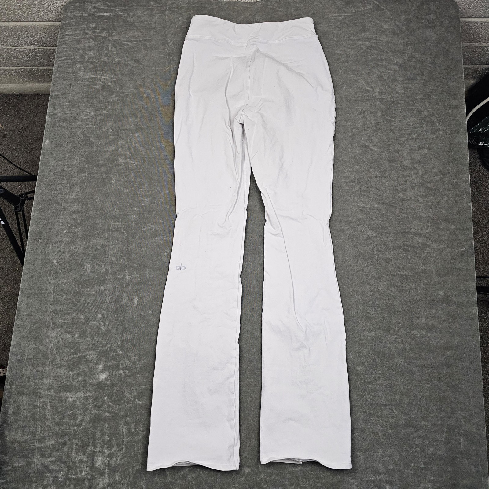 Alo Yoga Pants Womens Small White High Waist Flare Leg Ankle Leggings Yoga-image