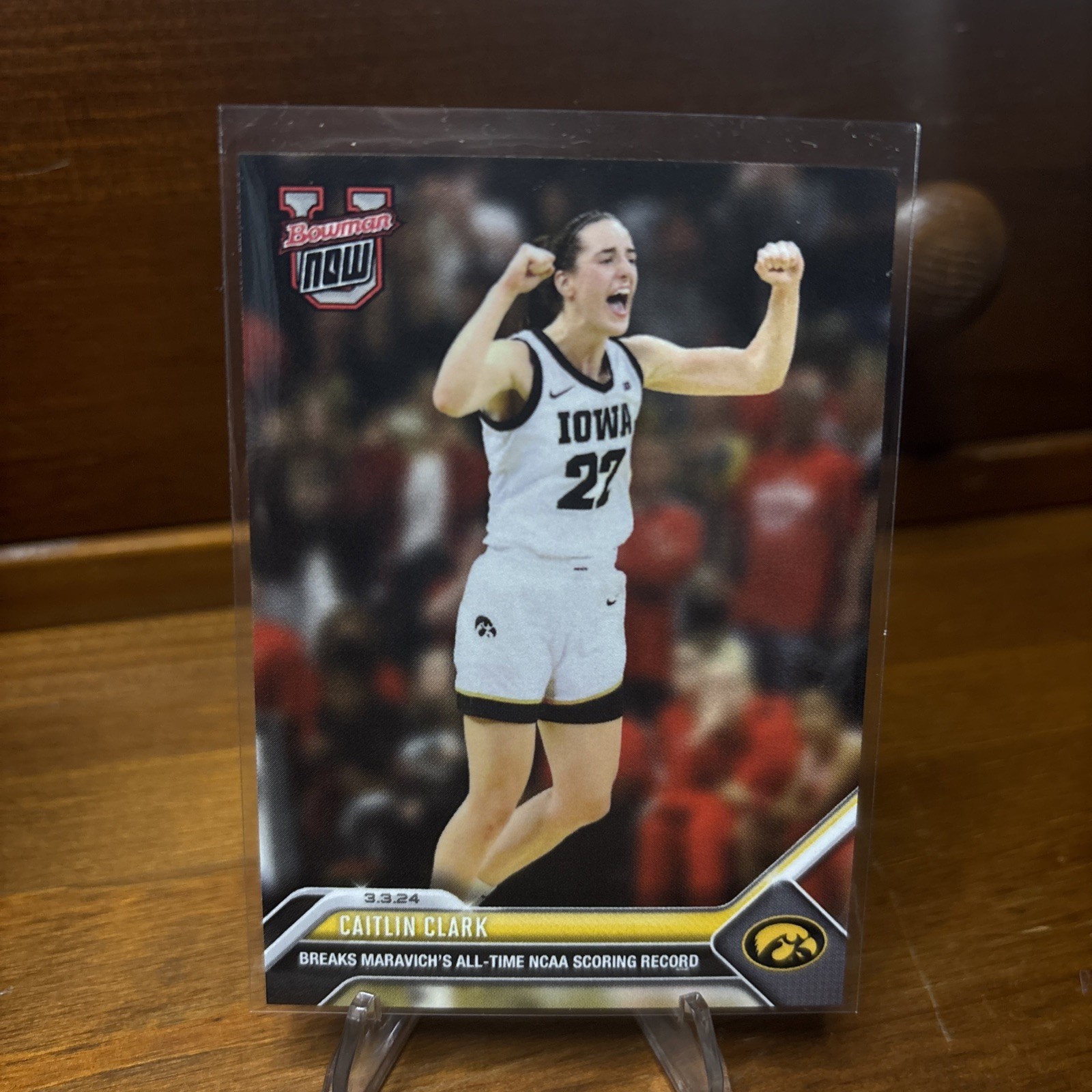 2023-24 Topps Now Bowman U #61 Caitlin Clark All Time Scoring Leader - In Hand