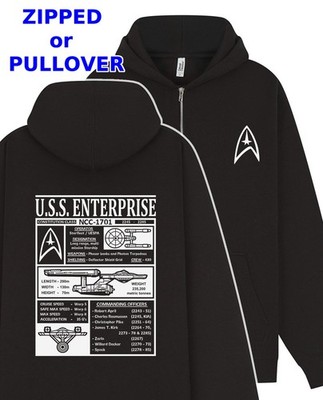 Star Trek - NCC-1701 - USS Enterprise Hoodie - Reißverschluss oder Pullover, Versand, S - 5XL