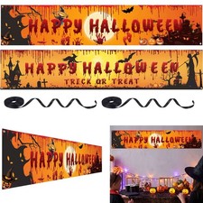 Extra Large Happy Halloween Banner Indoor Outdoor 98.4 18.9 Inch Halloween Decor