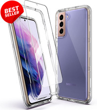 Clear Samsung Galaxy S21 5G Case 2 Pack Tempered Glass 360 Shockproof - US