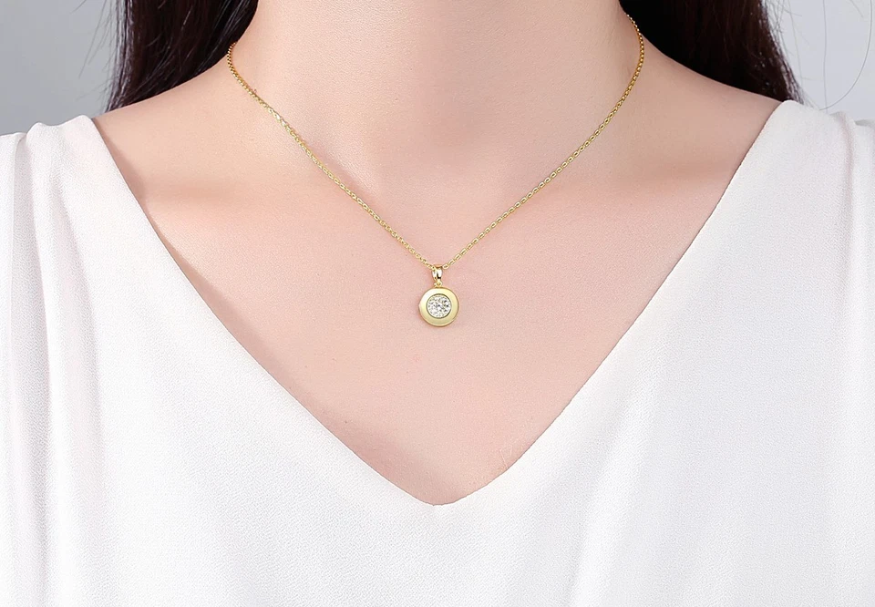 Damen Kette mit Anhänger Rhodiniert Echt Gelbgold verg Halskette Kinderschmuck - Bild 4 von 4