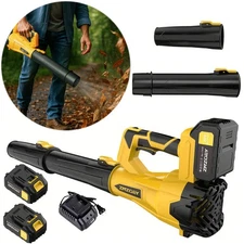 Cordless Leaf Blower 580CFM/160MPH & 6 Speed Levels Electric w/2 Batteries 4.0Ah