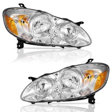 Pair Headlights For 2003-2008 Toyota Corolla Chrome Housing Headlamps Wo Bulbs