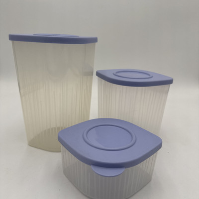 Tupperware Fresh N Cool Container Set of 3 - 2, 4, 6 Cup Blueberry Mist Seal NOS