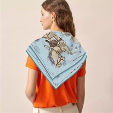 90x90cm Horse Print Satin Silk Feel Square Scarf Hair Wrap Bandana Women Foulard