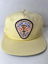 K Brand Mens Snapback Trucker Hat Yellow Cotton Vintage Operation Desert Storm