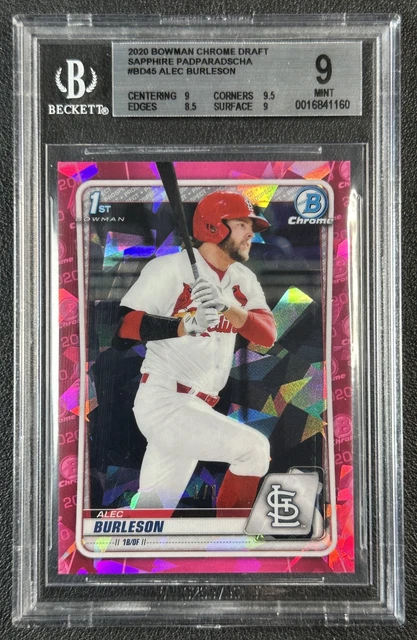 ALEC BURLESON BGS 9 2020 BOWMAN CHROME SAPPHIRE DRAFT PADPARADSCHA REFRACTOR 1/1