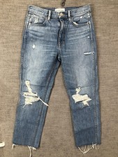 SLVRLAKE Jeans Womens 27 Blue High Rise Distressed Straight Made In USA