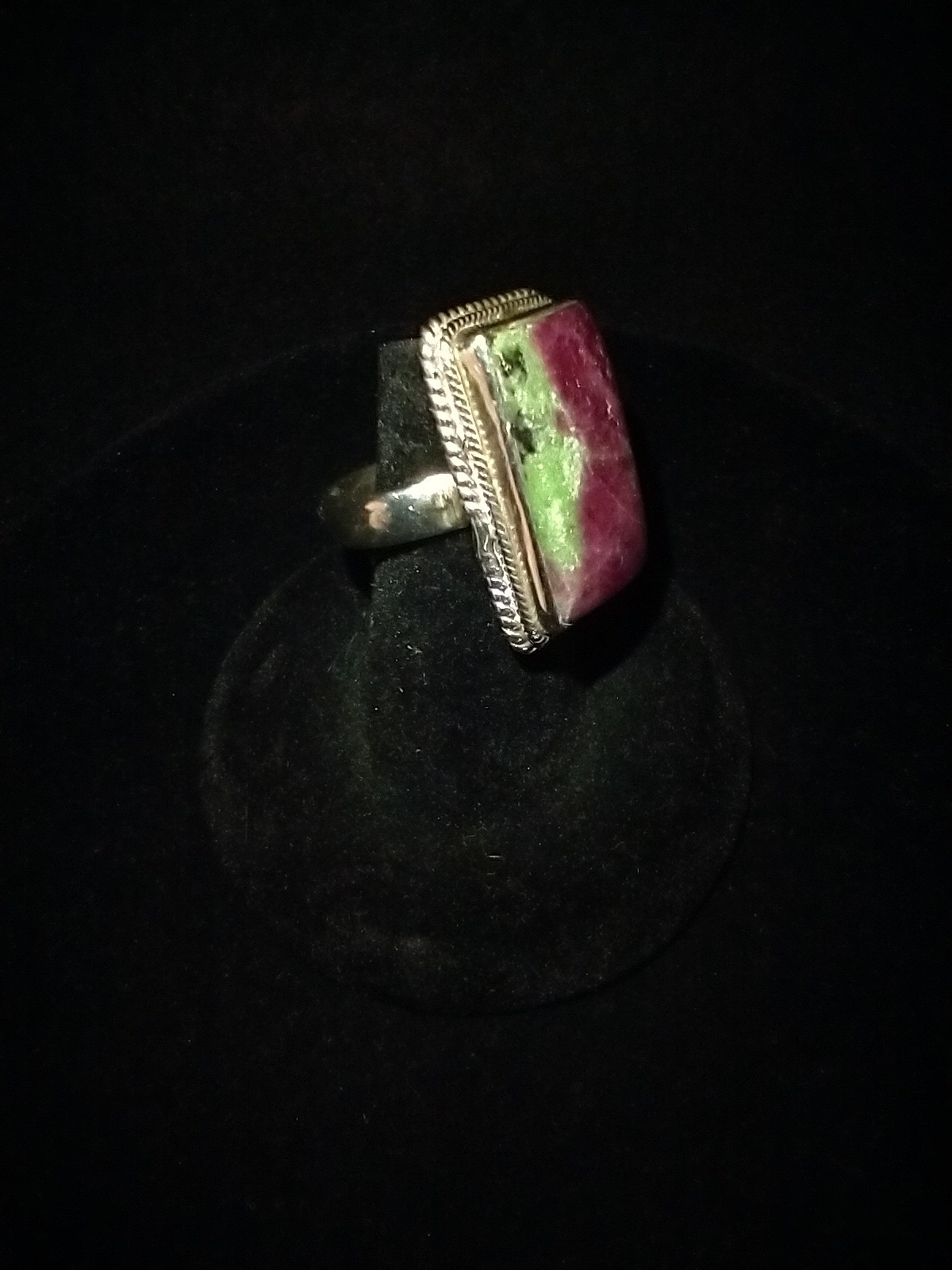 Sterling Silver Ruby Zoisite Ring Size 7.75 Large… - image 11