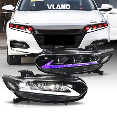 VLAND Projector Headlights For 2018-2022 Honda Accord 10th LED W/Sequential Lamp