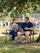 TIMBER RIDGE 600LBS OUBLE CAMPING CHAIR PORTABLE LOVESEAT - LOVESEAT BLUE