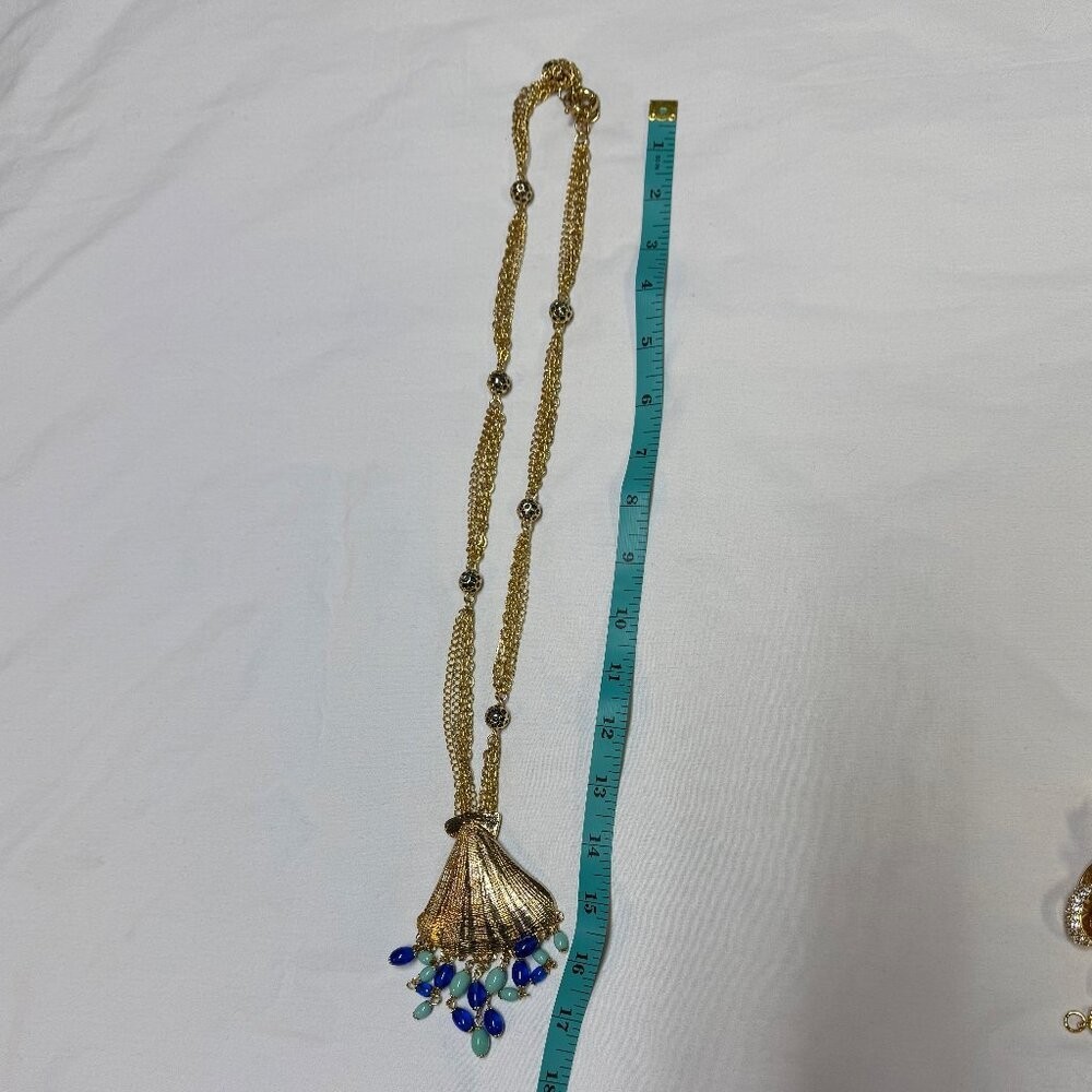 Lilly Pulitzer Bombshell Shell Necklace Gold Blue… - image 7