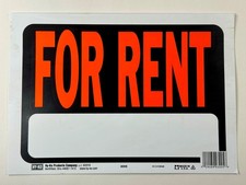 Lot of 25 plastic for rent signs fluorescent 8 1/2" by 12"