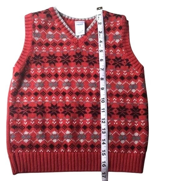 Gymboree Boys Red Fair Isle Knit Sweater Vest Size 4T Christmas Holiday Winter - Image 4 of 4