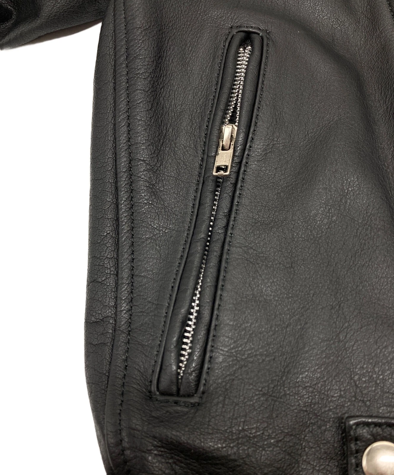 BP Buffalo Leather Riders Jacket Men's Size L Black - product detail image 8
