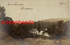1907 RPPC PHOTO NEW TRENTON INDIANA "Covered Bridge & Store" VG