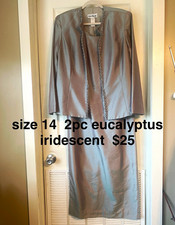 Kasper Miller Dress Suit Set Size 14 iridescent Collarless mother of the Bride