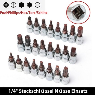 Bit Einsatz 1/4'' Torx/Phillips/Schlitz/Hex/Pozi Steckschlüssel Nüsse Einsatz