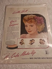 Vintage 1944, Lucille Ball, "Max Factor Make Up" Ad 