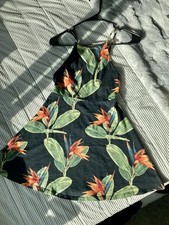 Forever 21 Tropical Halter Mini Dress Small Bird of Paradise Floral Open Back