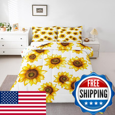 Erosebridal Sunflower King Bedding Set 3D Floral Comforter Set Yellow Flowers