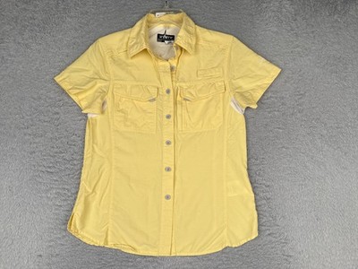 Habit Shirt Womens Small Yellow Short Sleeve Button Up Solar-Factor 30 Fishing