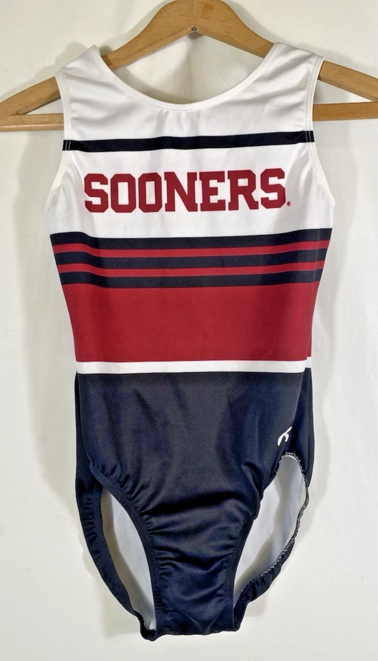 OU University Oklahoma Sooners Gymnastics Leotard Athlete Worn Small White Red - Image 2 of 4