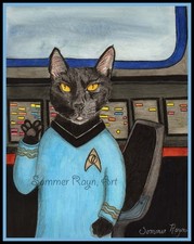 Space Exploring, Live long and Pawsper Cat, Card, Print, Magnet  0367