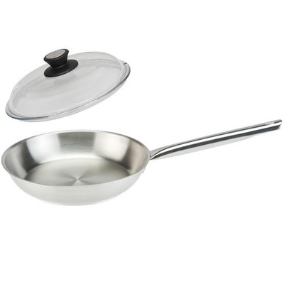 SKK Edelstahl Pfanne Induktion Ø 32 cm rostfreie Profi Bratpfanne mit Glasdeckel