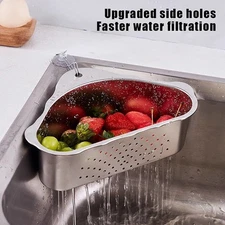 304 Stainless Steel Corner Sink Strainer Drain Basket Kitchen Gadget Racks
