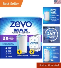 Versatile MAX Indoor Fly Trap - 1 Plug-In Base & 2 Adhesive Refills Included