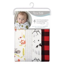 Buffalo Check Woodland 4 Pack Flannel Receiving Blankets